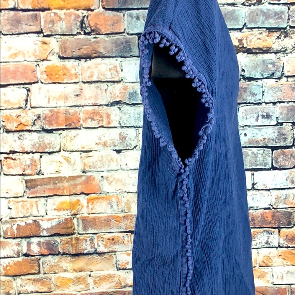 J. Crew blue sleeveless V neck top w/ fringe sz XS - Picture 3 of 7